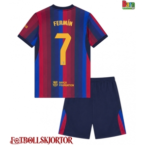 Barcelona Fermin Lopez #7 Hemmakläder Barn 2026-27 Kortärmad (+ Korta byxor)
